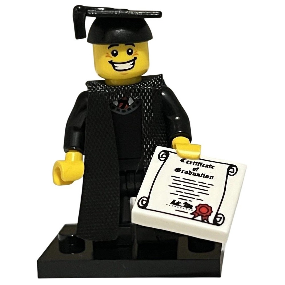 Graduate‎ Minifigure Compatible with LEGO Cap Gown Diploma Graduation New Sealed - Picture 3 of 3